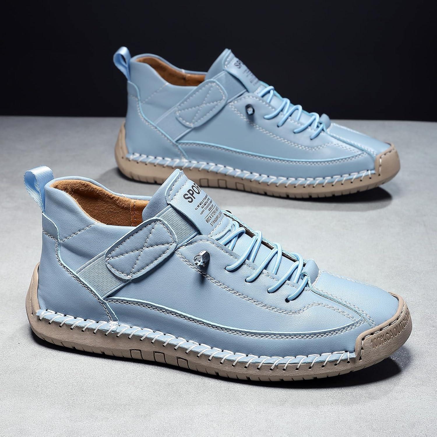 image:imageBottines orthopdiques pour femme en cuir impermables enfiler lgres pour la marche la randonne le camping la conduiteBleu Ciel