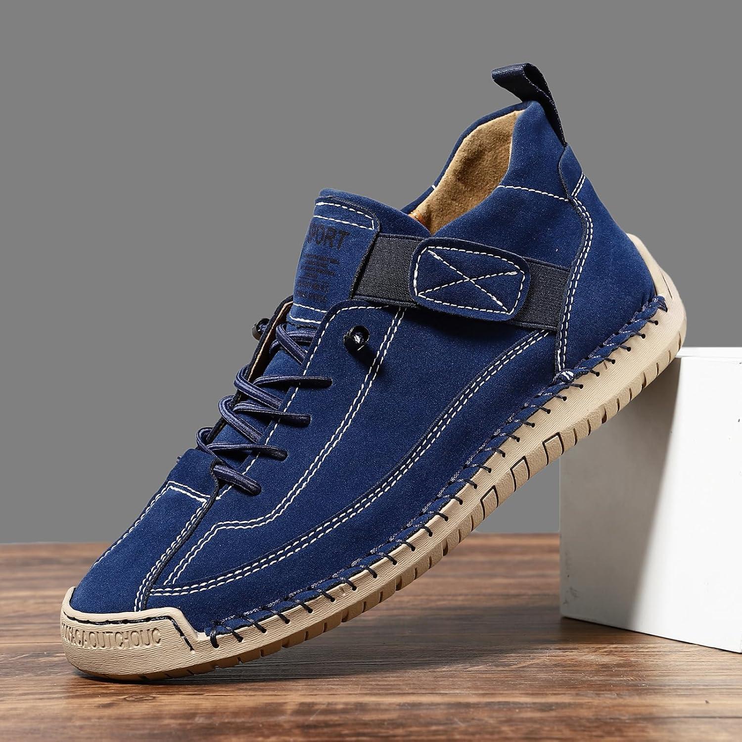 image:imageBottines orthopdiques pour femme en cuir impermables enfiler lgres pour la marche la randonne le camping la conduiteBleu Fonc