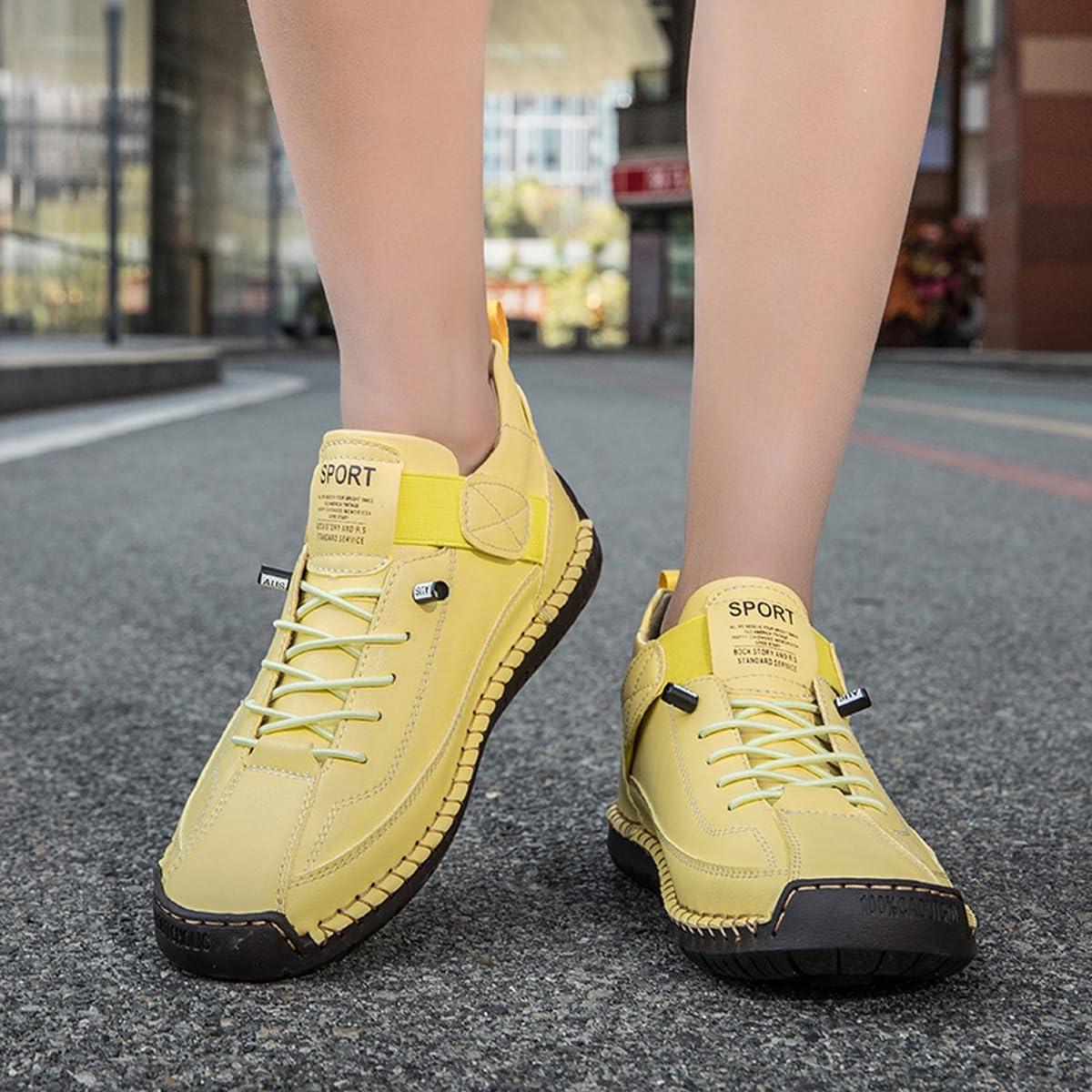 image:imageBottines orthopdiques pour femme en cuir impermables enfiler lgres pour la marche la randonne le camping la conduiteJaune