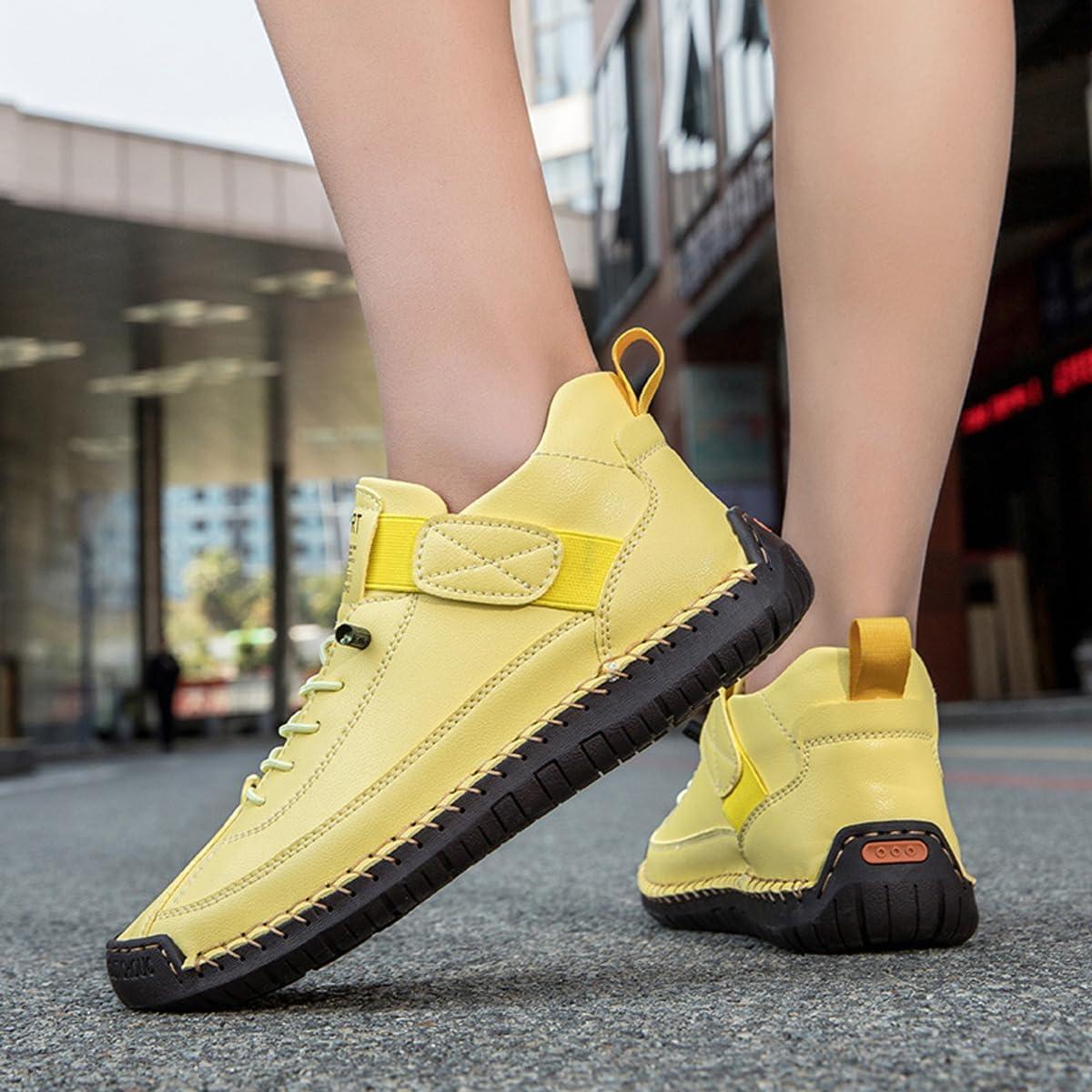 image:imageBottines orthopdiques pour femme en cuir impermables enfiler lgres pour la marche la randonne le camping la conduiteJaune