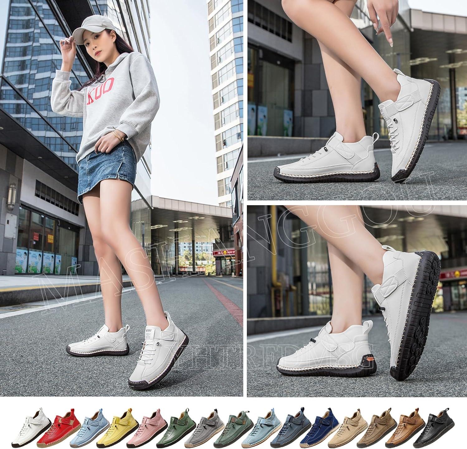 image:imageBottines orthopdiques pour femme en cuir impermables enfiler lgres pour la marche la randonne le camping la conduiteKaki