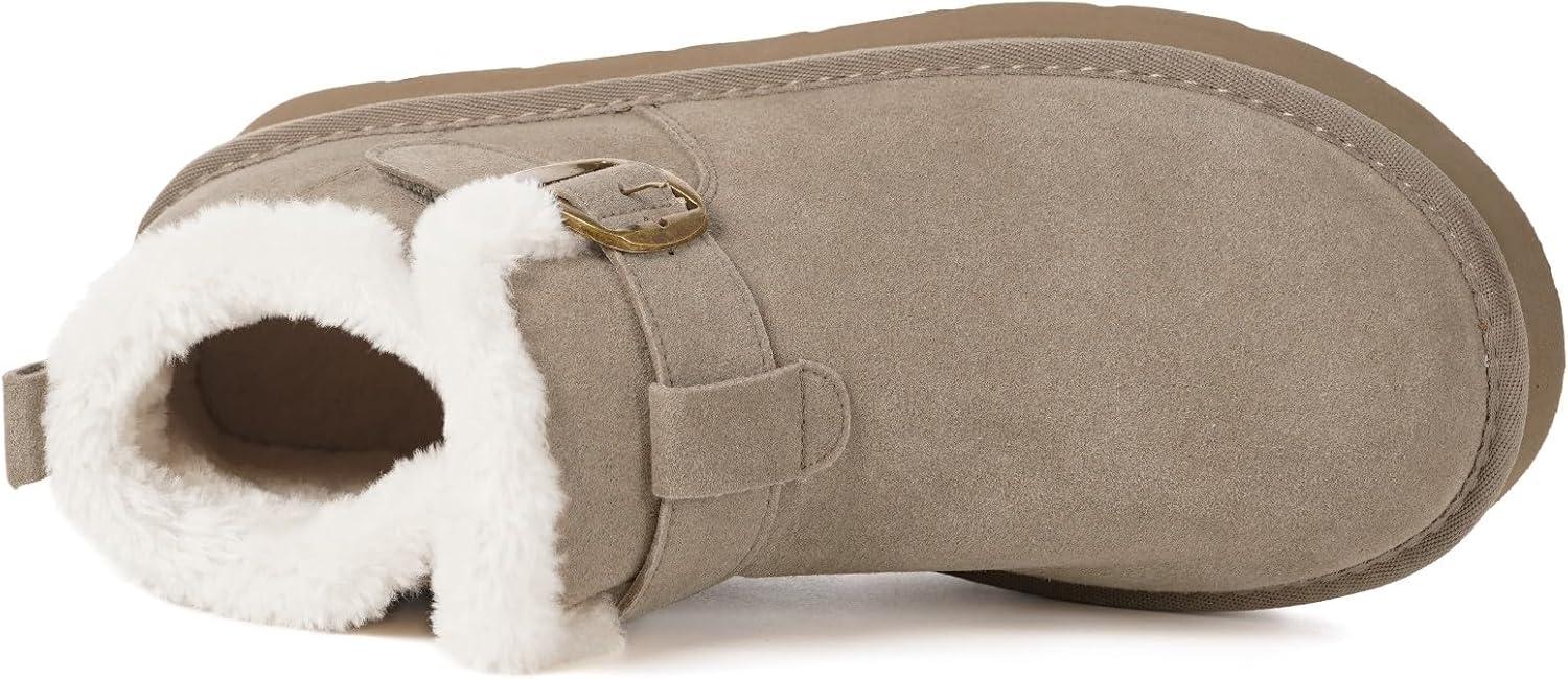 image:imageDokela Bottes Hiver Femme Daim Sude Cuir Vritable Boots Chaud Fourrure Doublure Impermable Confort Bottines de Neige Fermeture Chaussures Extrieur AntidrapantKaki