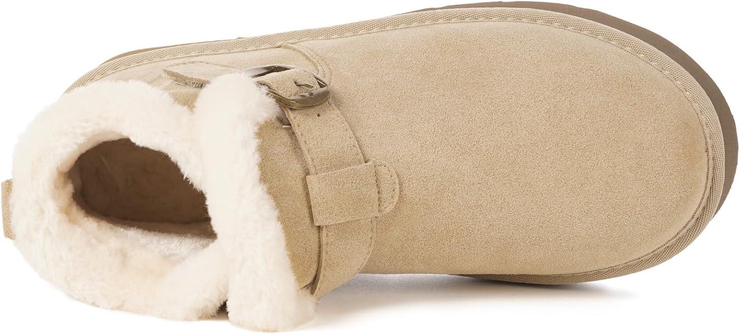 image:imageDokela Bottes Hiver Femme Daim Sude Cuir Vritable Boots Chaud Fourrure Doublure Impermable Confort Bottines de Neige Fermeture Chaussures Extrieur AntidrapantAbricot