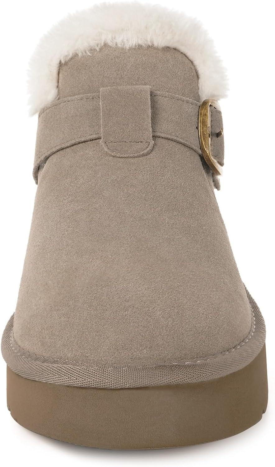 image:imageDokela Bottes Hiver Femme Daim Sude Cuir Vritable Boots Chaud Fourrure Doublure Impermable Confort Bottines de Neige Fermeture Chaussures Extrieur AntidrapantKaki
