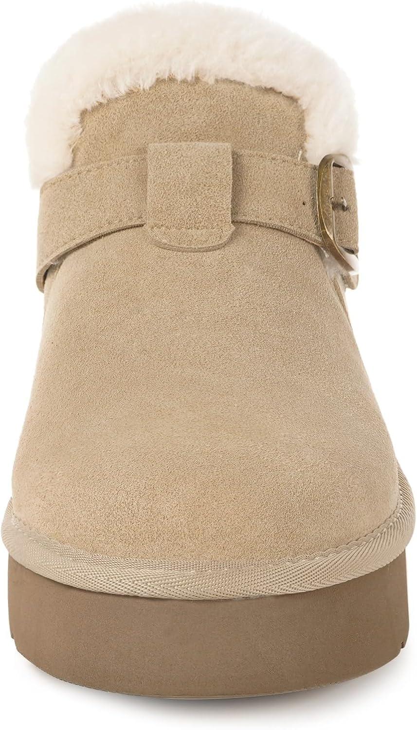 image:imageDokela Bottes Hiver Femme Daim Sude Cuir Vritable Boots Chaud Fourrure Doublure Impermable Confort Bottines de Neige Fermeture Chaussures Extrieur AntidrapantAbricot