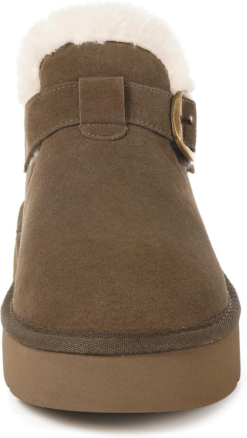 image:imageDokela Bottes Hiver Femme Daim Sude Cuir Vritable Boots Chaud Fourrure Doublure Impermable Confort Bottines de Neige Fermeture Chaussures Extrieur AntidrapantCaf