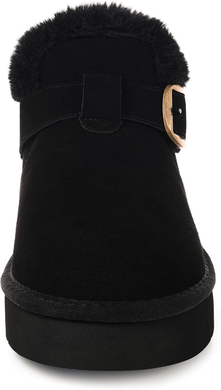 image:imageDokela Bottes Hiver Femme Daim Sude Cuir Vritable Boots Chaud Fourrure Doublure Impermable Confort Bottines de Neige Fermeture Chaussures Extrieur AntidrapantNoir