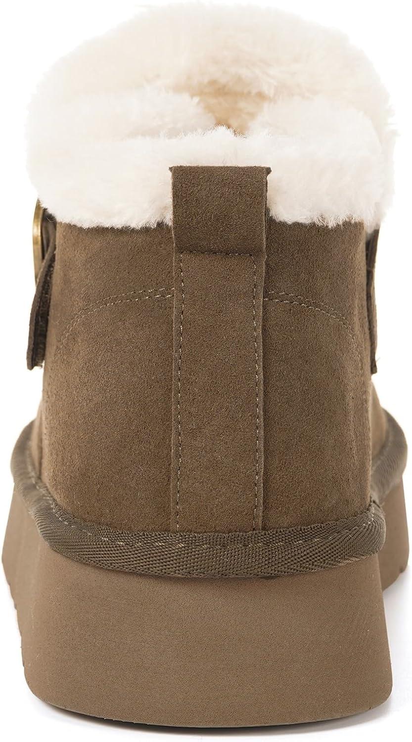 image:imageDokela Bottes Hiver Femme Daim Sude Cuir Vritable Boots Chaud Fourrure Doublure Impermable Confort Bottines de Neige Fermeture Chaussures Extrieur AntidrapantCaf