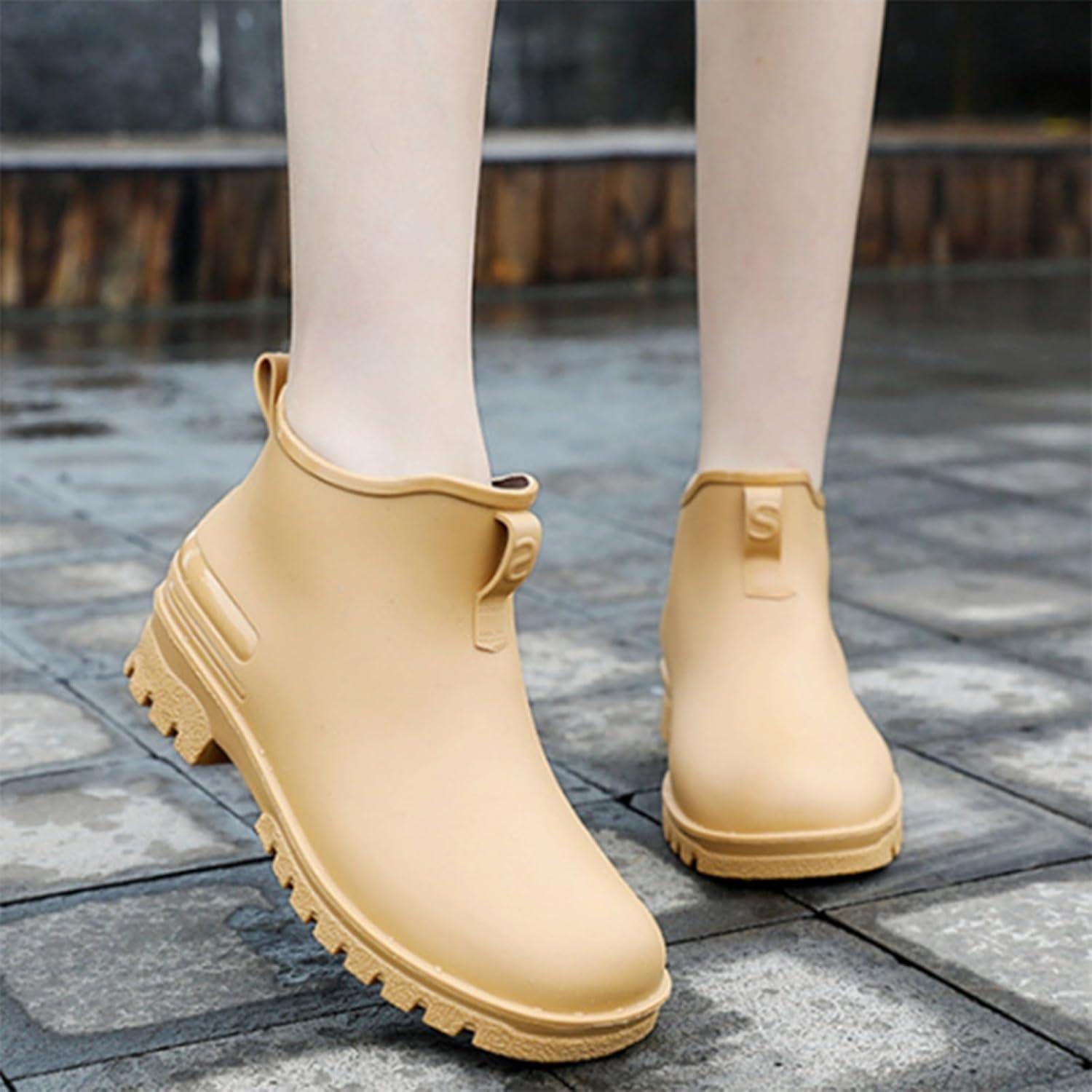 image:imageGenerico Bottes de Pluie Femme Impermable Lger Bottes dEau Colores Ankle Boot Moyenne Hauteur de Travail Bottes de Pluie Femmes Bas Antidrapant Jardinage ChaussuresKaki