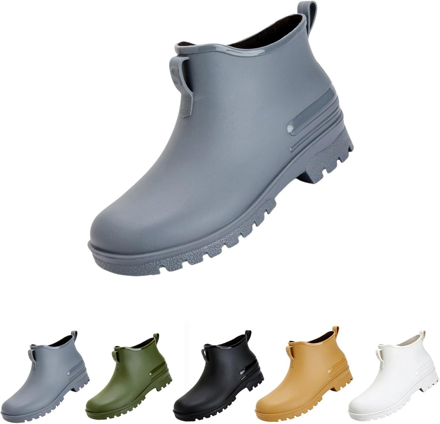 image:imageGenerico Bottes de Pluie Femme Impermable Lger Bottes dEau Colores Ankle Boot Moyenne Hauteur de Travail Bottes de Pluie Femmes Bas Antidrapant Jardinage ChaussuresGris
