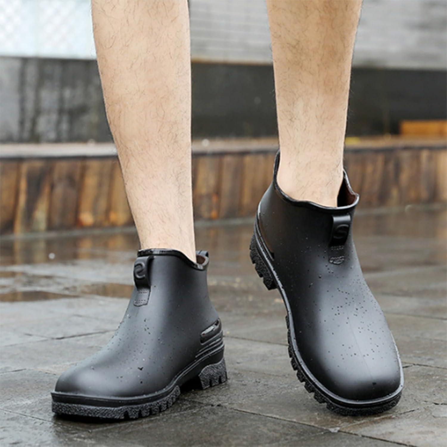 image:imageGenerico Bottes de Pluie Femme Impermable Lger Bottes dEau Colores Ankle Boot Moyenne Hauteur de Travail Bottes de Pluie Femmes Bas Antidrapant Jardinage ChaussuresNoir