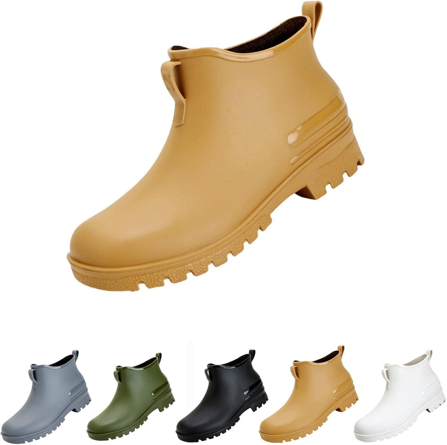image:imageGenerico Bottes de Pluie Femme Impermable Lger Bottes dEau Colores Ankle Boot Moyenne Hauteur de Travail Bottes de Pluie Femmes Bas Antidrapant Jardinage ChaussuresKaki