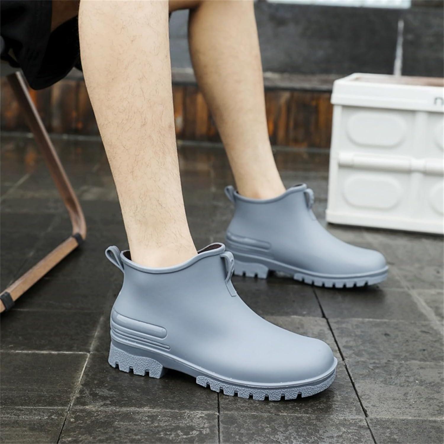 image:imageGenerico Bottes de Pluie Femme Impermable Lger Bottes dEau Colores Ankle Boot Moyenne Hauteur de Travail Bottes de Pluie Femmes Bas Antidrapant Jardinage ChaussuresGris