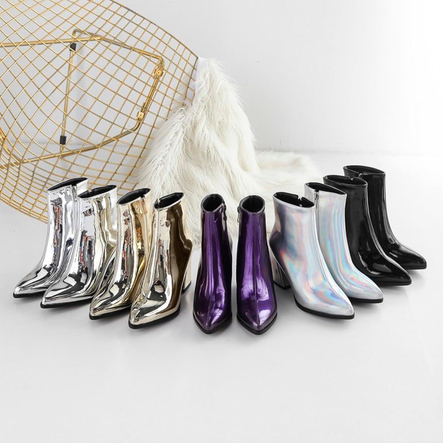 image:imageGenerisch 2026 Bottines pour Femmes Commerce Extrieur Europen Amricain Grande Taille Bottes Hiver Femmes Fermeture clair Latrale Dentelle Bottes Courtes pais Talons HautsOr