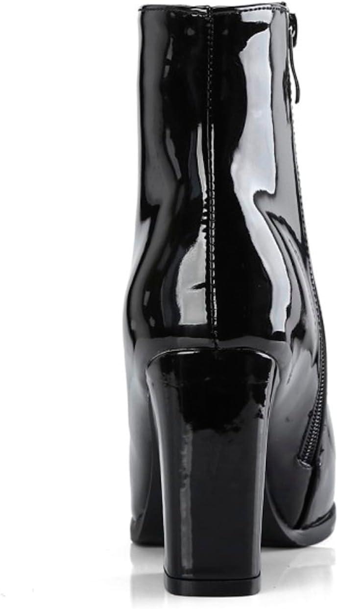 image:imageGenerisch 2026 Bottines pour Femmes Commerce Extrieur Europen Amricain Grande Taille Bottes Hiver Femmes Fermeture clair Latrale Dentelle Bottes Courtes pais Talons HautsNoir
