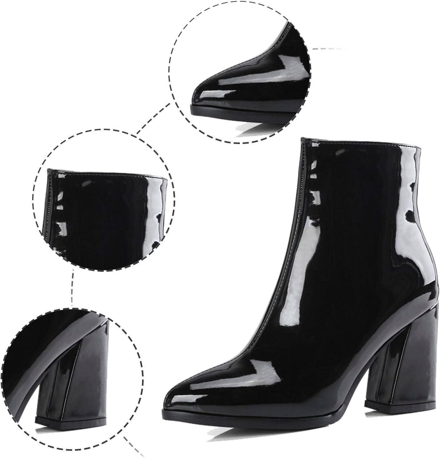 image:imageGenerisch 2026 Bottines pour Femmes Commerce Extrieur Europen Amricain Grande Taille Bottes Hiver Femmes Fermeture clair Latrale Dentelle Bottes Courtes pais Talons HautsNoir