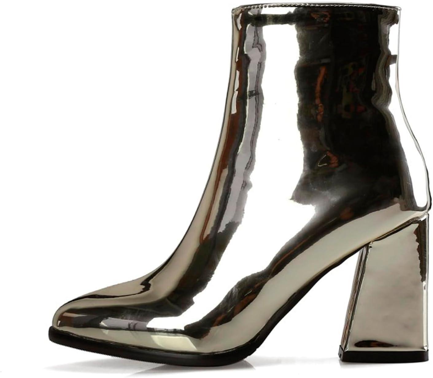 image:imageGenerisch 2026 Bottines pour Femmes Commerce Extrieur Europen Amricain Grande Taille Bottes Hiver Femmes Fermeture clair Latrale Dentelle Bottes Courtes pais Talons HautsOr