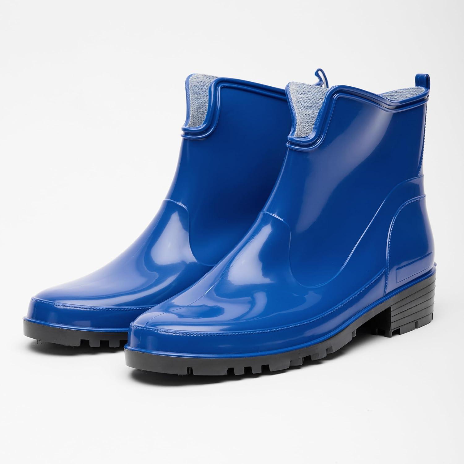 image:imageLadeheid Bottes en Caoutchouc pour Femmes Courtes Bottines Impermables Bottes de Pluie lgantes et Confortables LA930Bleu