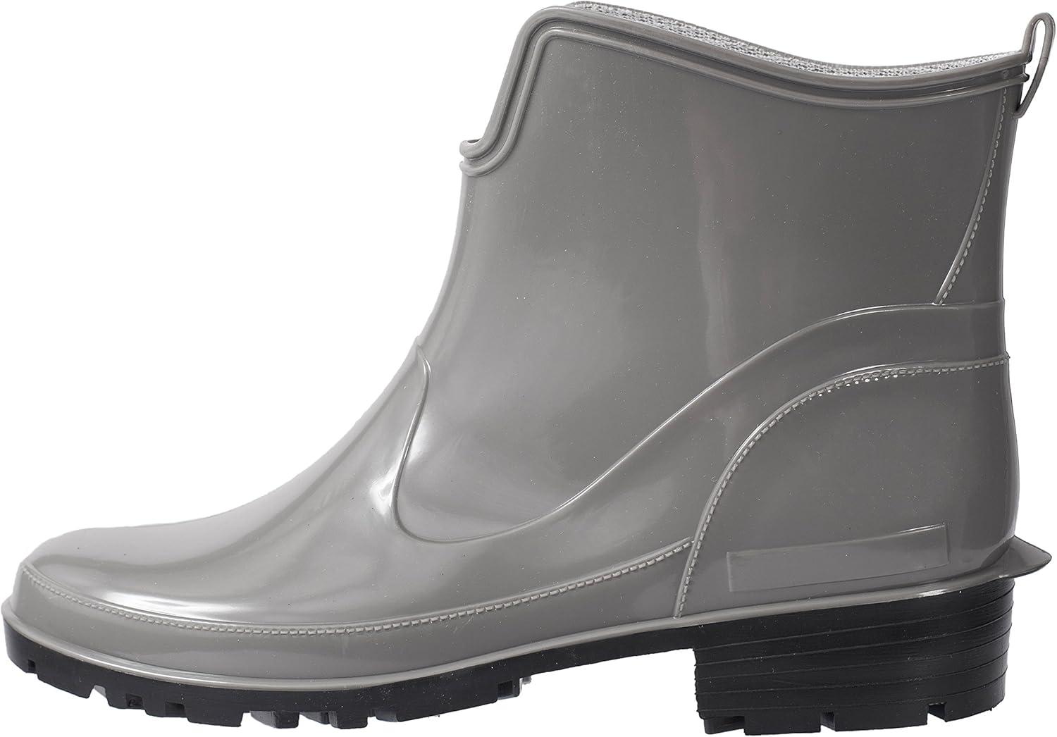 image:imageLadeheid Bottes en Caoutchouc pour Femmes Courtes Bottines Impermables Bottes de Pluie lgantes et Confortables LA930Gris