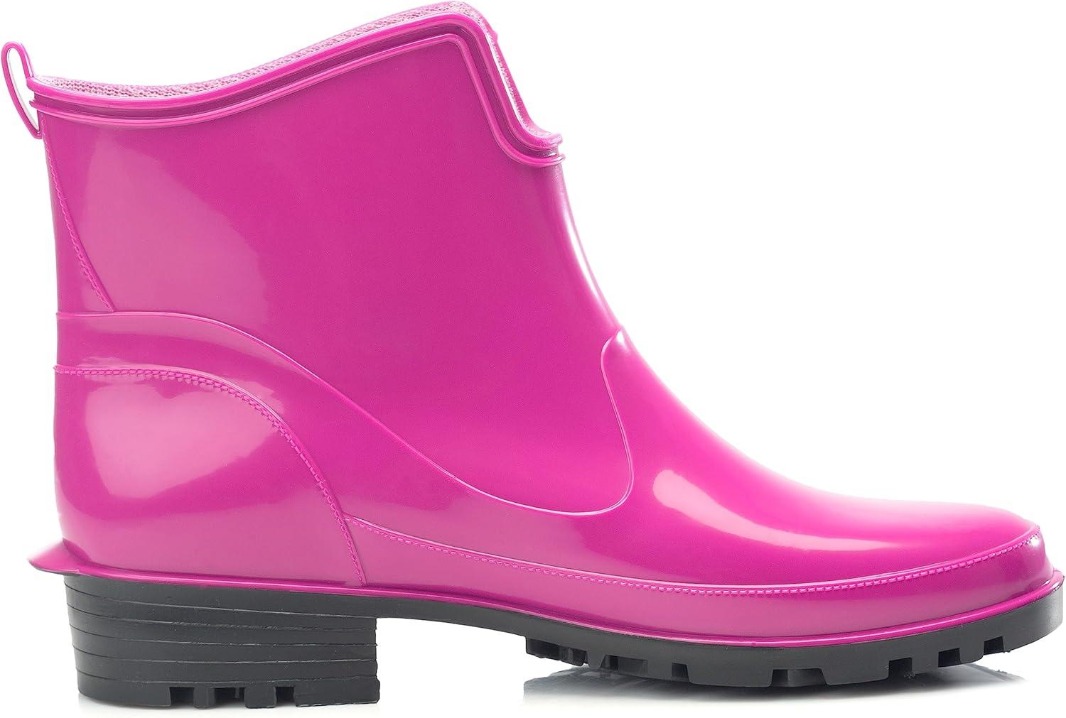 image:imageLadeheid Bottes en Caoutchouc pour Femmes Courtes Bottines Impermables Bottes de Pluie lgantes et Confortables LA930Rose