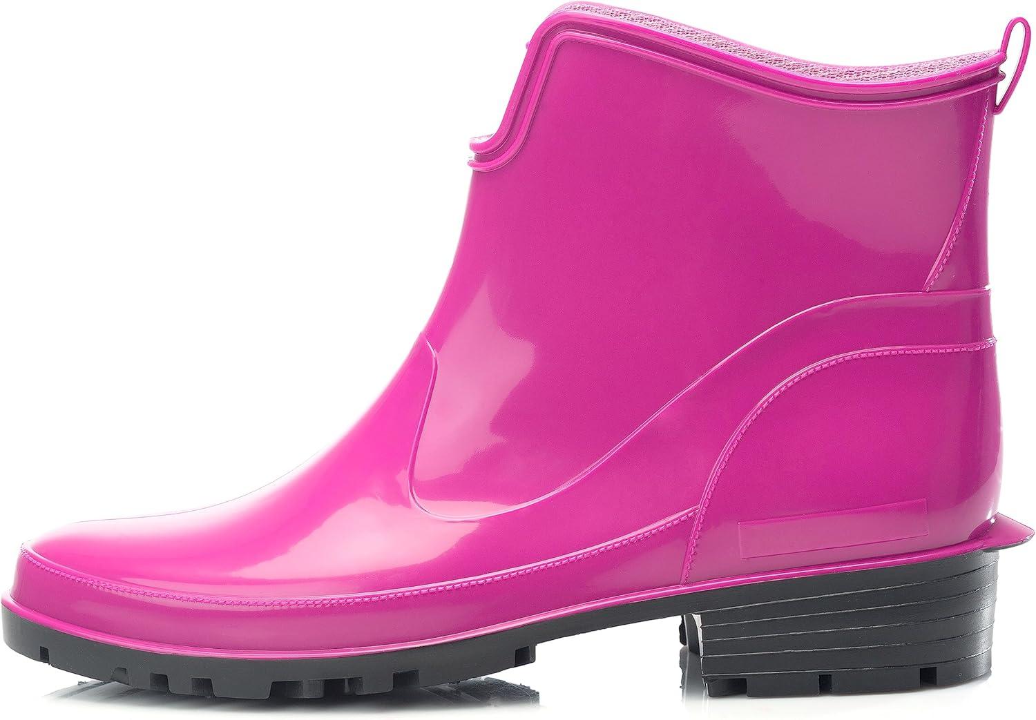 image:imageLadeheid Bottes en Caoutchouc pour Femmes Courtes Bottines Impermables Bottes de Pluie lgantes et Confortables LA930Rose