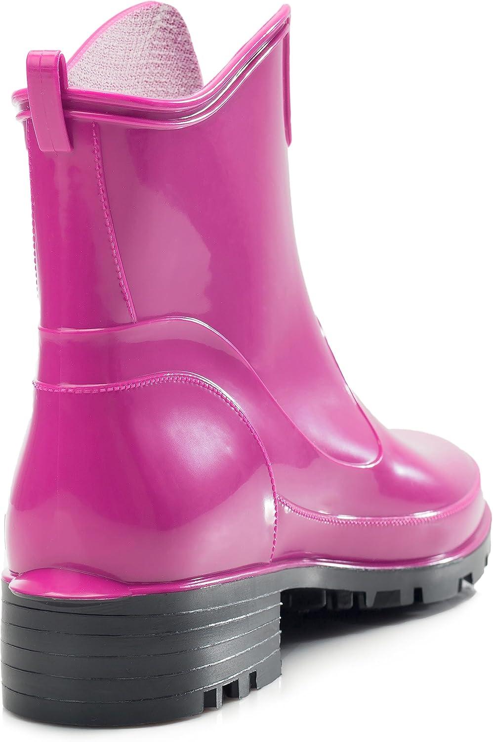 image:imageLadeheid Bottes en Caoutchouc pour Femmes Courtes Bottines Impermables Bottes de Pluie lgantes et Confortables LA930Rose