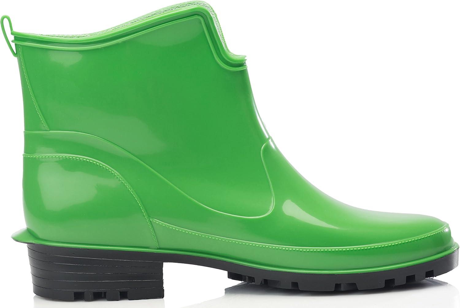image:imageLadeheid Bottes en Caoutchouc pour Femmes Courtes Bottines Impermables Bottes de Pluie lgantes et Confortables LA930Vert