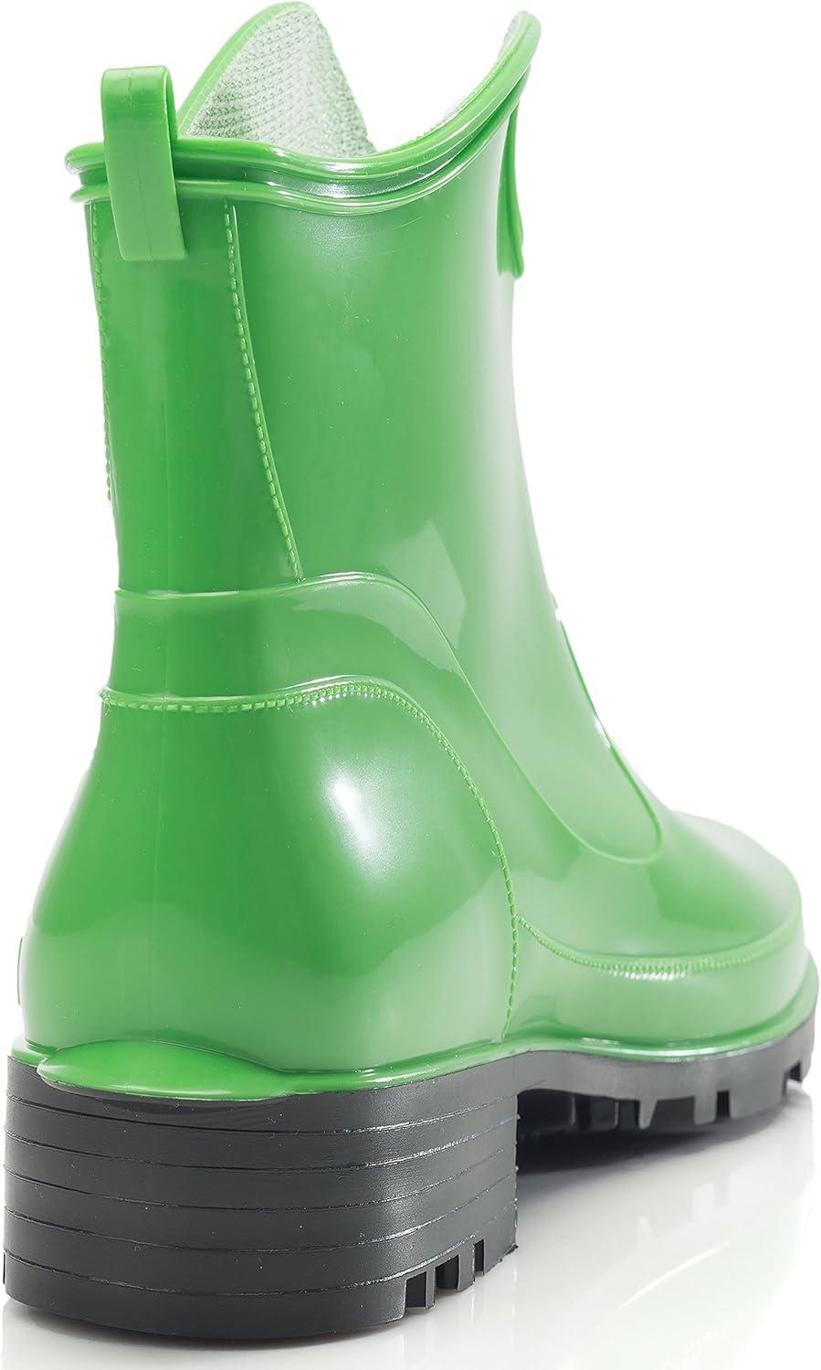 image:imageLadeheid Bottes en Caoutchouc pour Femmes Courtes Bottines Impermables Bottes de Pluie lgantes et Confortables LA930Vert