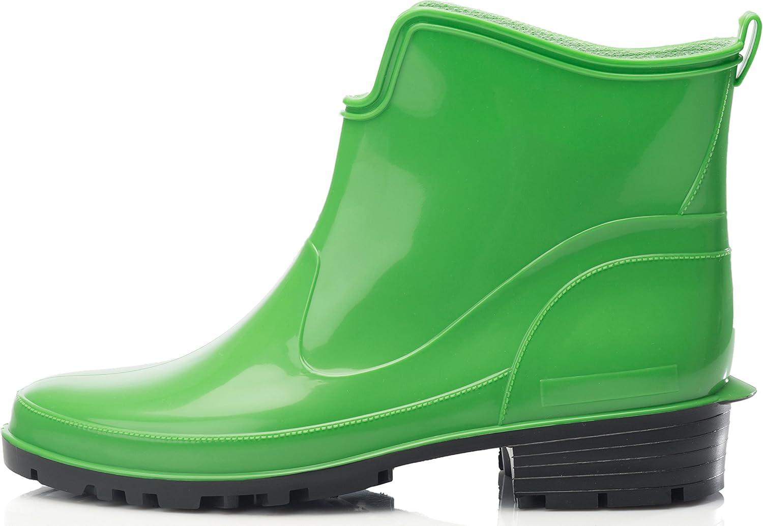 image:imageLadeheid Bottes en Caoutchouc pour Femmes Courtes Bottines Impermables Bottes de Pluie lgantes et Confortables LA930Vert