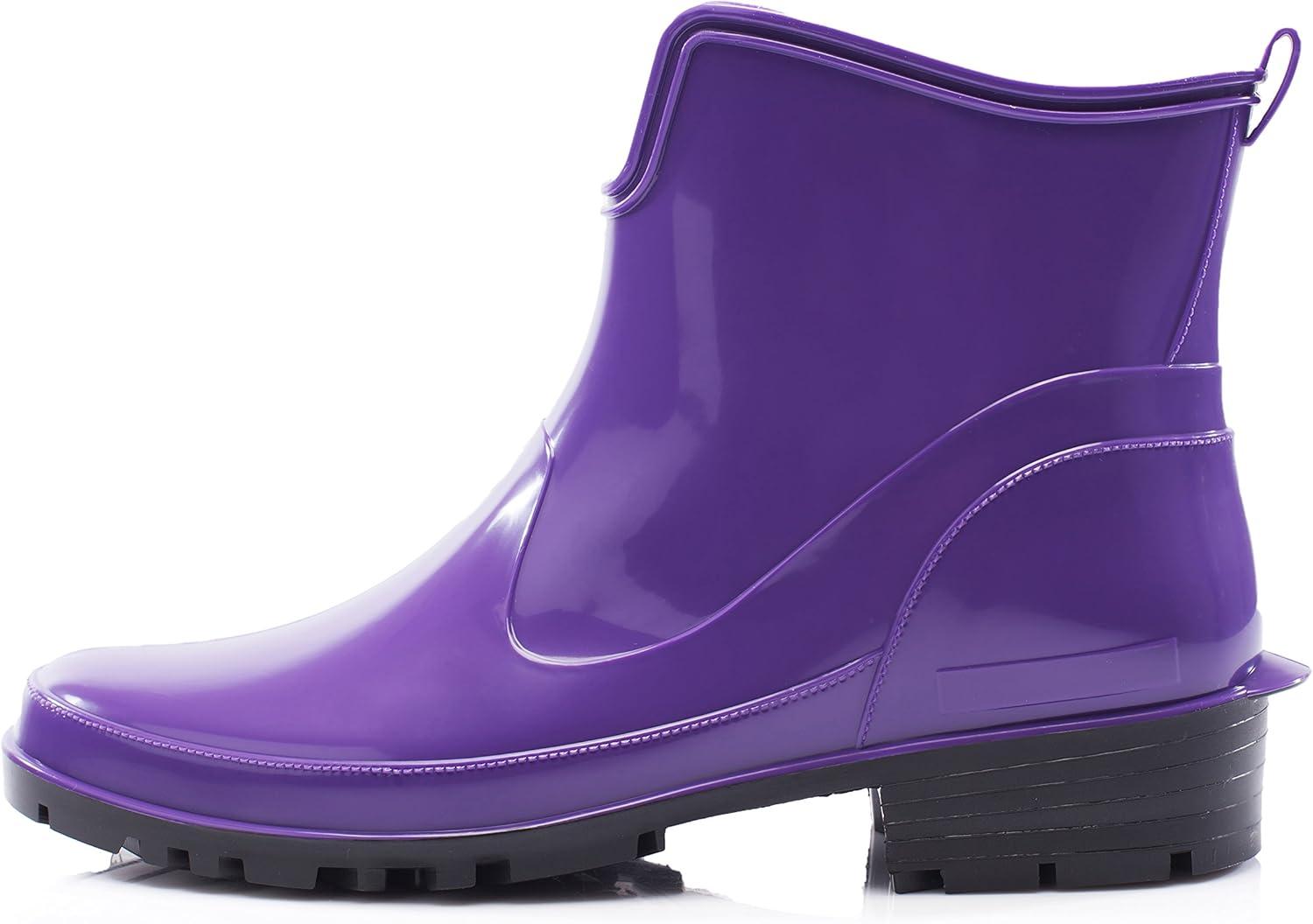 image:imageLadeheid Bottes en Caoutchouc pour Femmes Courtes Bottines Impermables Bottes de Pluie lgantes et Confortables LA930Violet