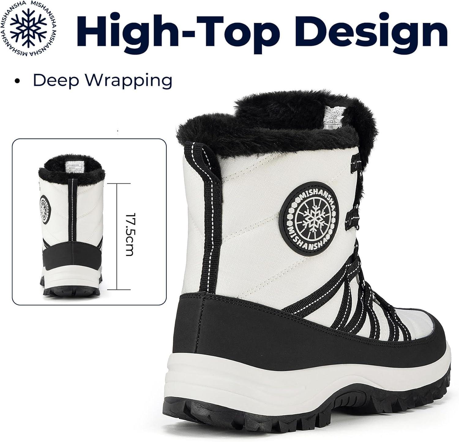 image:imageMishansha Bottes de Neige Femme Chaussures dhiver Chaudes Bottines GR3642Blanc