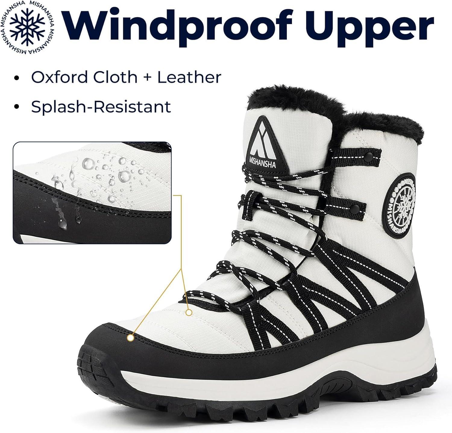 image:imageMishansha Bottes de Neige Femme Chaussures dhiver Chaudes Bottines GR3642Blanc