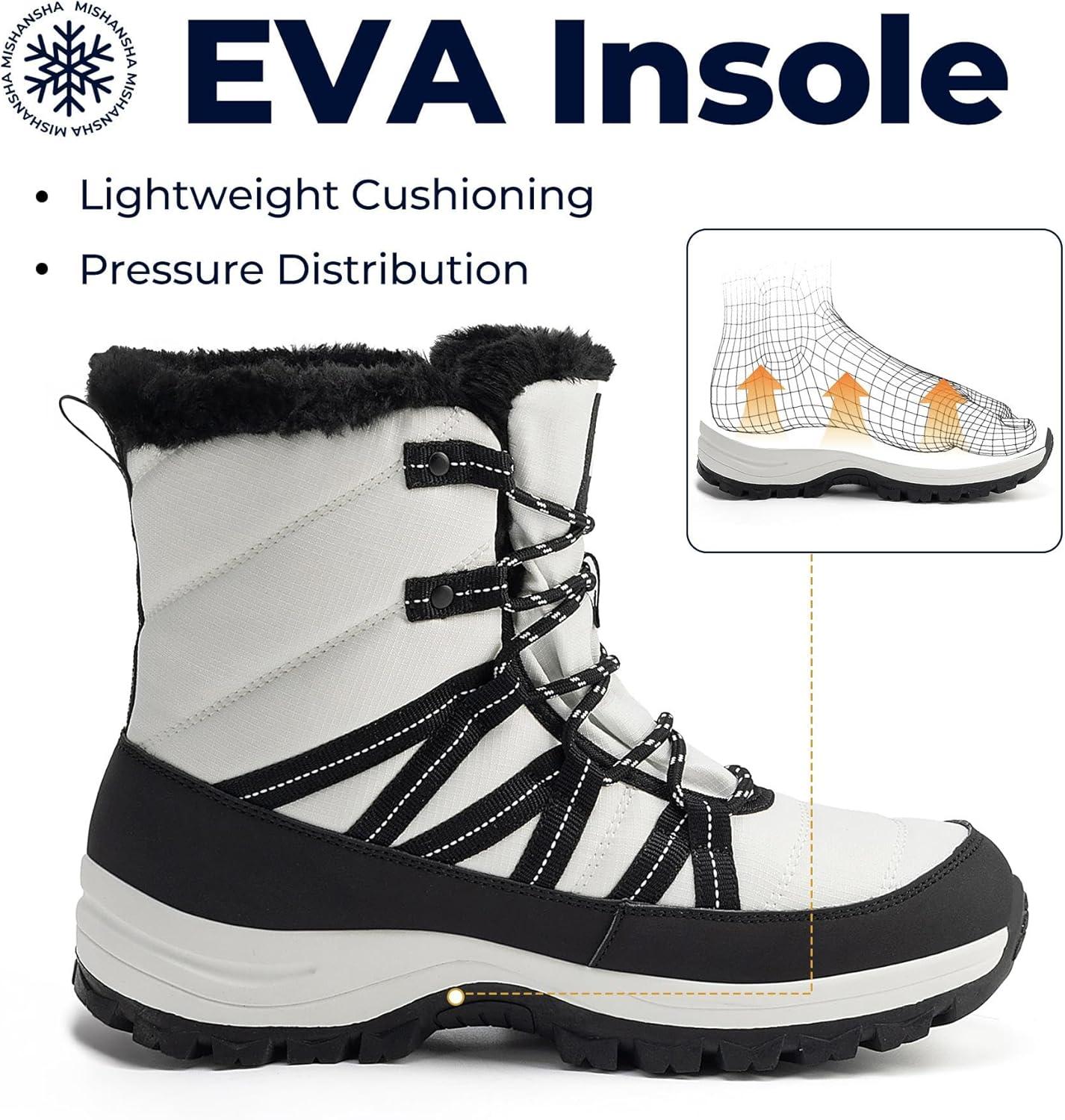 image:imageMishansha Bottes de Neige Femme Chaussures dhiver Chaudes Bottines GR3642Blanc