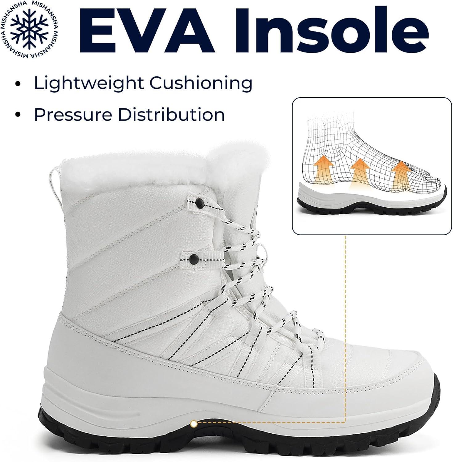 image:imageMishansha Bottes de Neige Femme Chaussures dhiver Chaudes Bottines GR3642Blanc Cass