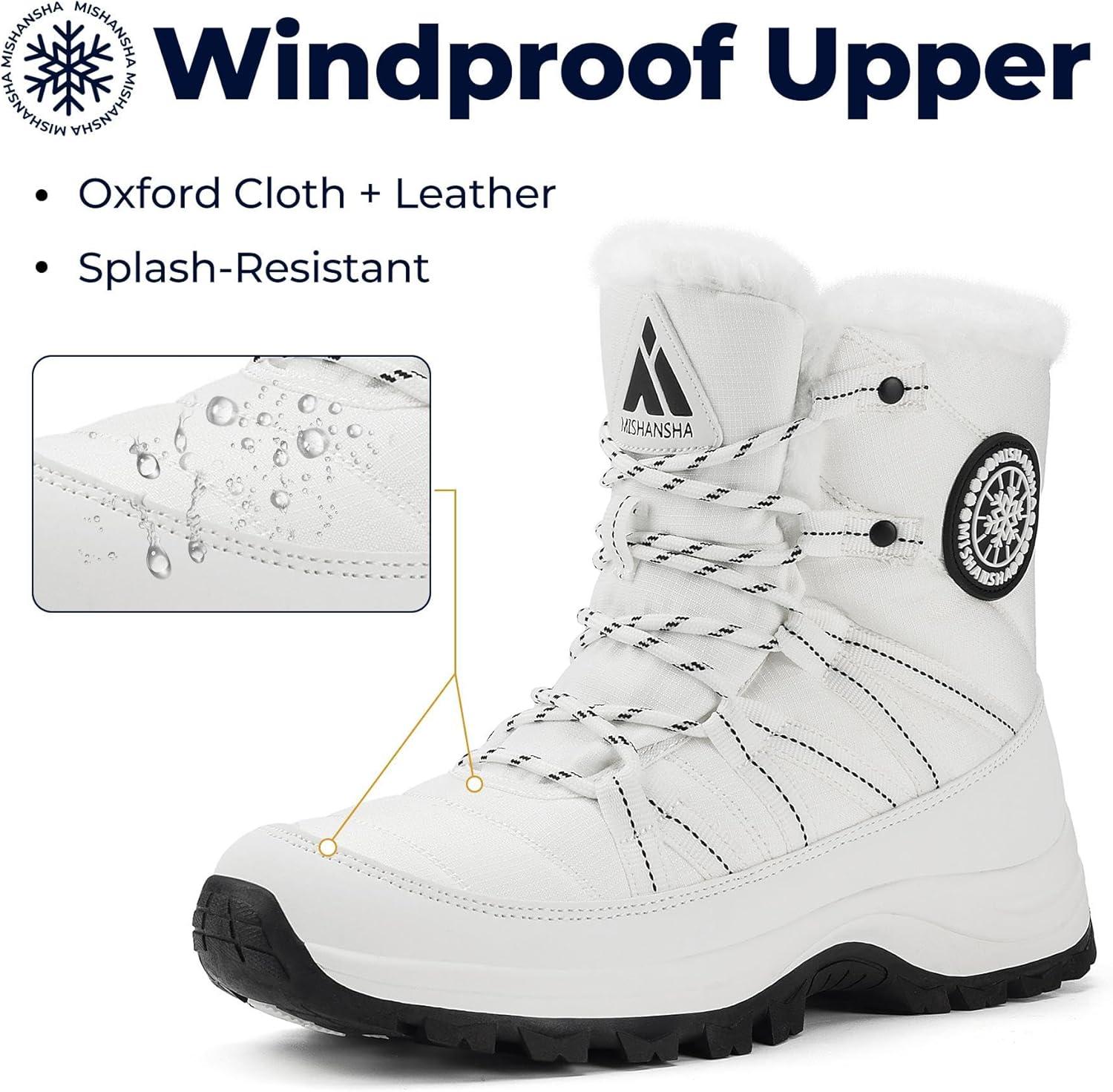 image:imageMishansha Bottes de Neige Femme Chaussures dhiver Chaudes Bottines GR3642Blanc Cass