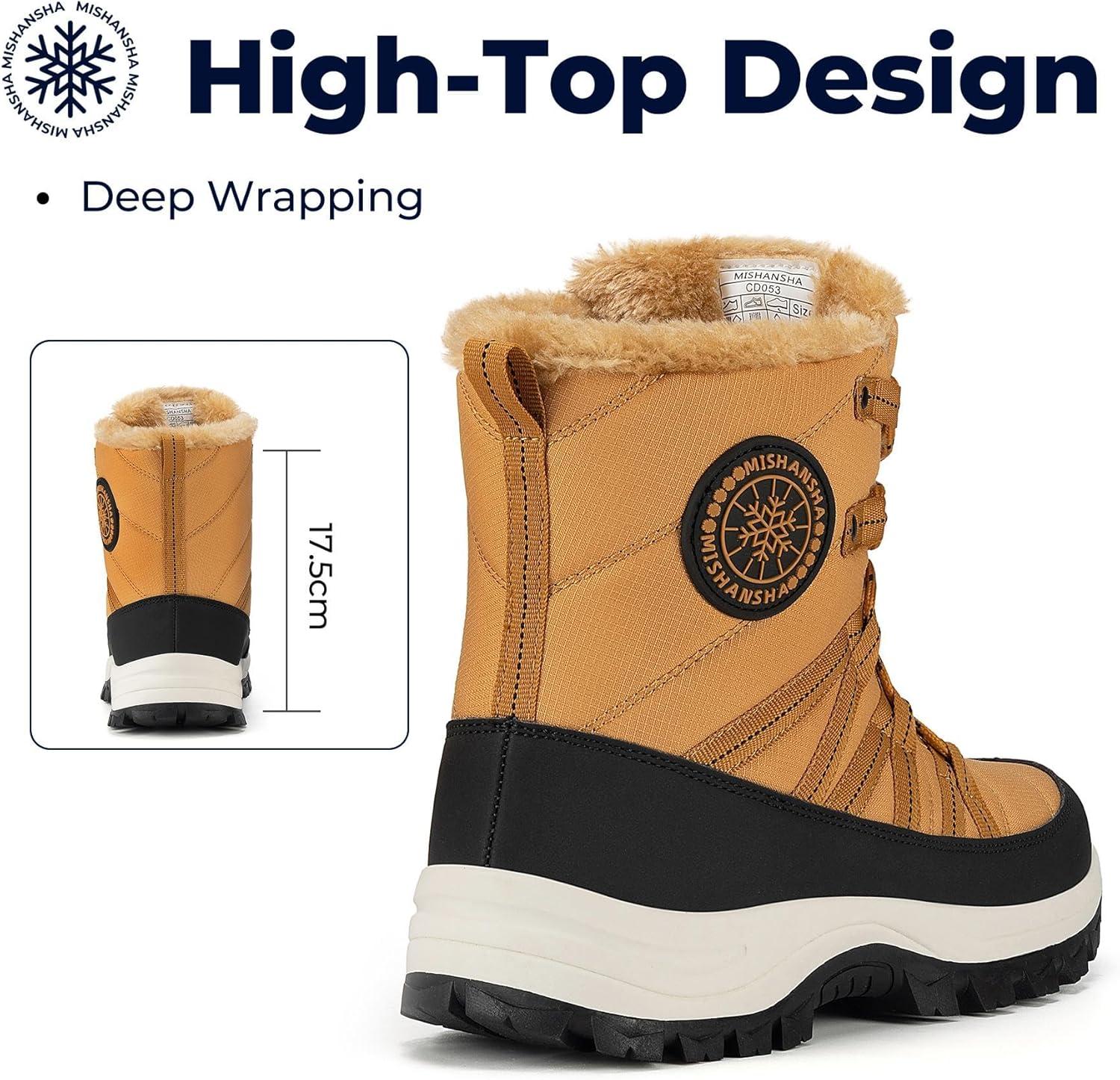 image:imageMishansha Bottes de Neige Femme Chaussures dhiver Chaudes Bottines GR3642Marron