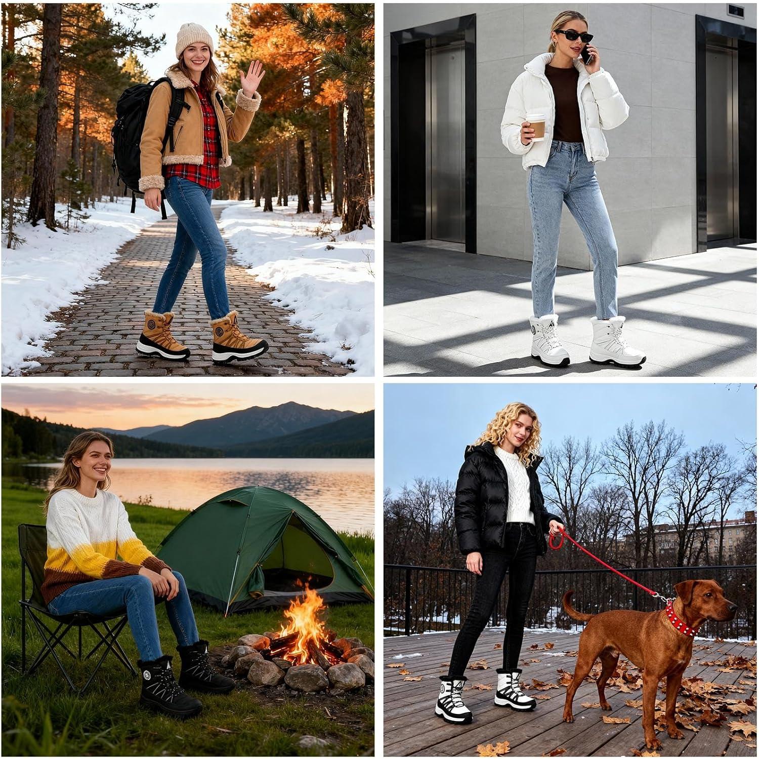 image:imageMishansha Bottes de Neige Femme Chaussures dhiver Chaudes Bottines GR3642Noir