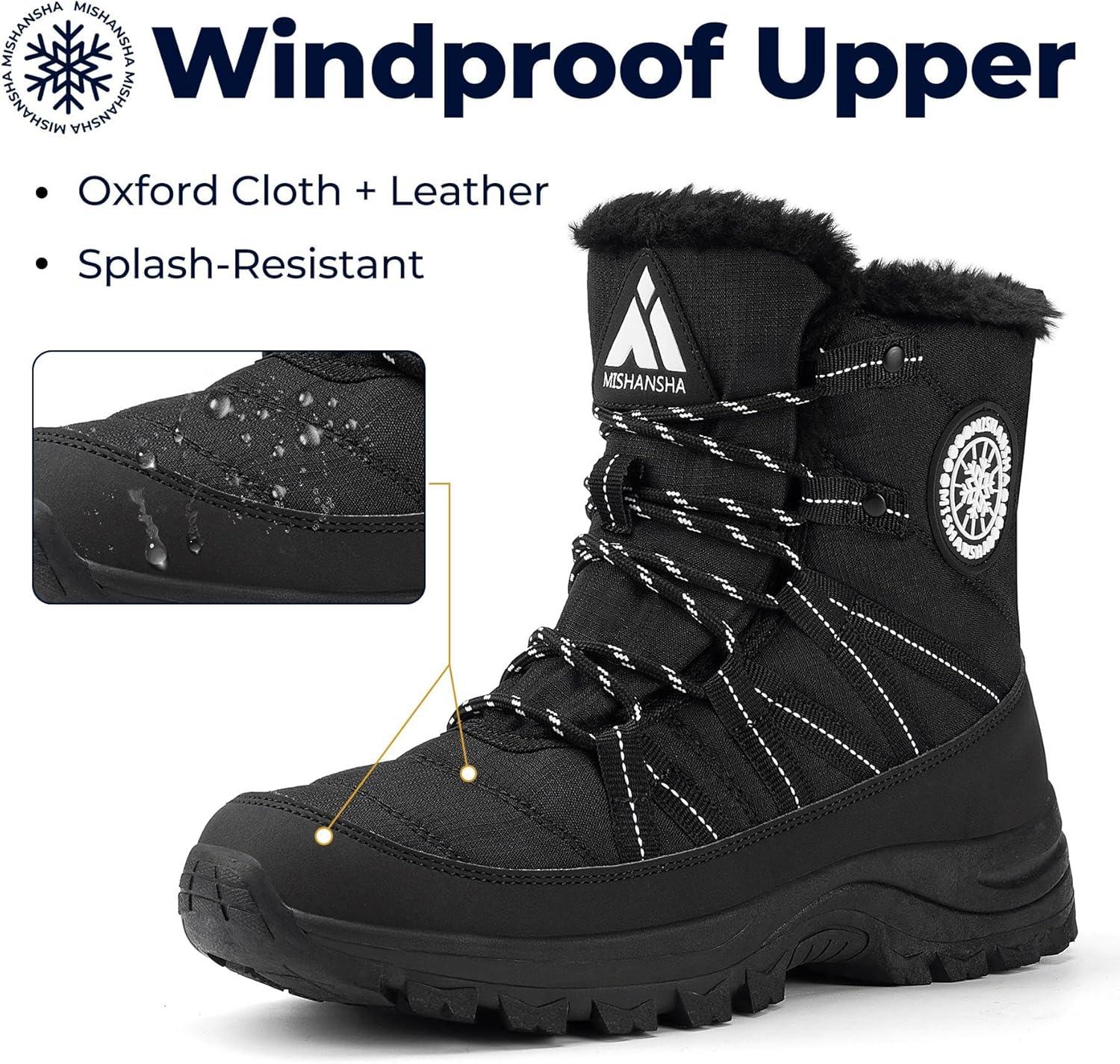 image:imageMishansha Bottes de Neige Femme Chaussures dhiver Chaudes Bottines GR3642Noir