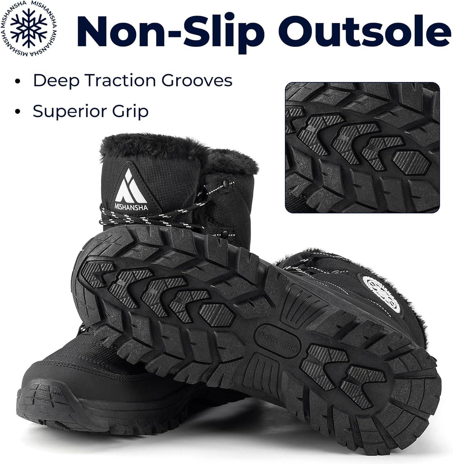 image:imageMishansha Bottes de Neige Femme Chaussures dhiver Chaudes Bottines GR3642Noir