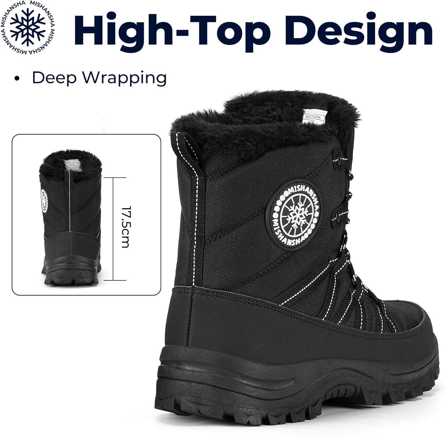 image:imageMishansha Bottes de Neige Femme Chaussures dhiver Chaudes Bottines GR3642Noir
