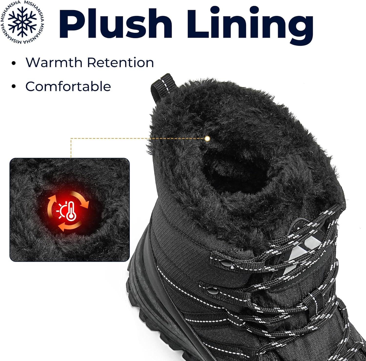 image:imageMishansha Bottes de Neige Femme Chaussures dhiver Chaudes Bottines GR3642Noir