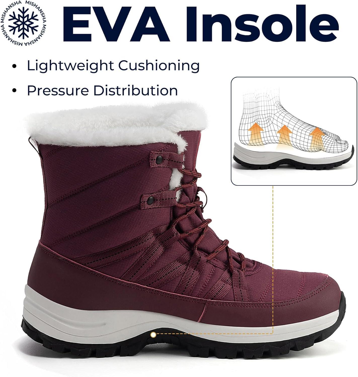 image:imageMishansha Bottes de Neige Femme Chaussures dhiver Chaudes Bottines GR3642Rouge