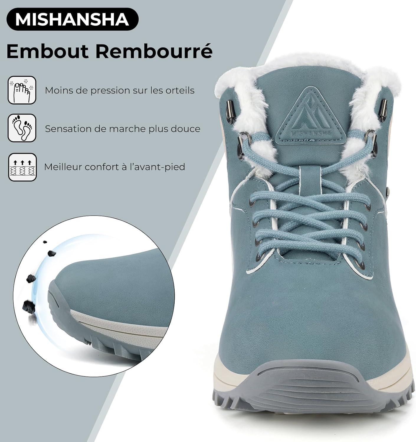 image:imageMishansha Bottines Femme Hiver Fourres Chaudes Chaussure EU 3642Bleu