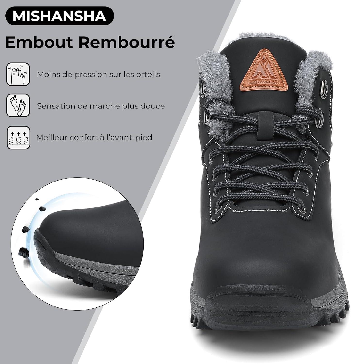 image:imageMishansha Bottines Femme Hiver Fourres Chaudes Chaussure EU 3642Noir
