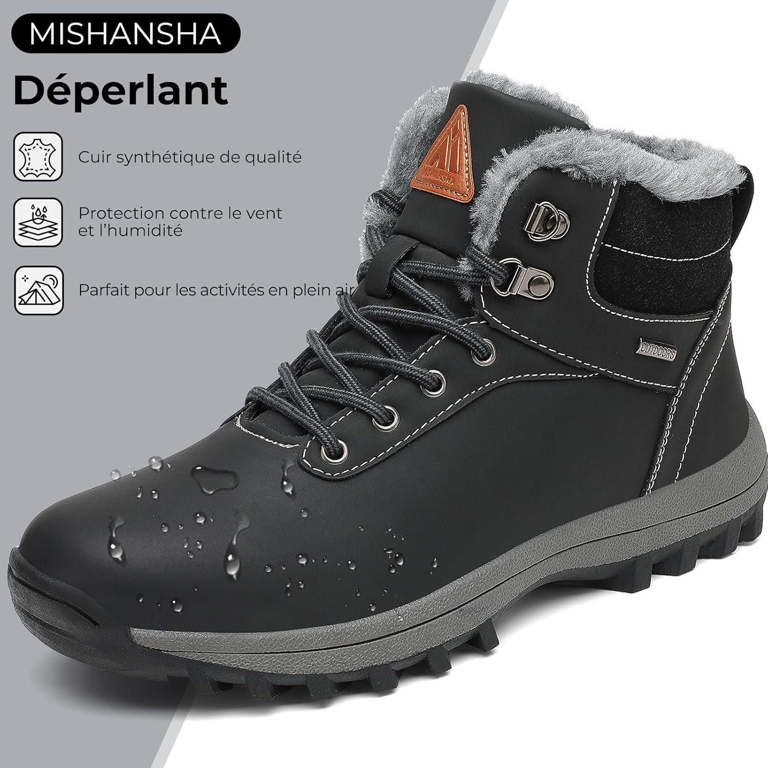 image:imageMishansha Bottines Femme Hiver Fourres Chaudes Chaussure EU 3642Noir