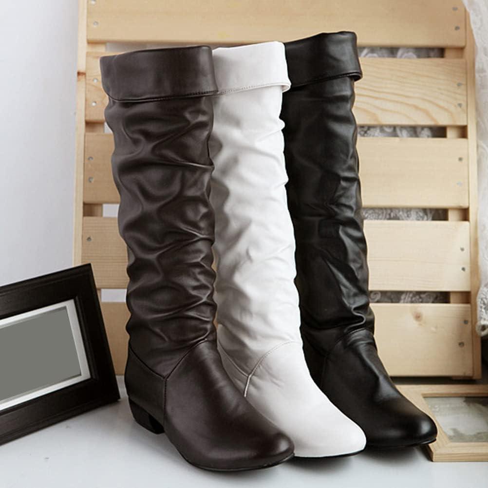 image:imageORANDESIGNE Bottes de Moto Femme Rtro Bottines a Lacets Cowboy Plates Chaussure de Sport Daim Bottes de Cavalier Botte Neige HiverC Blanc