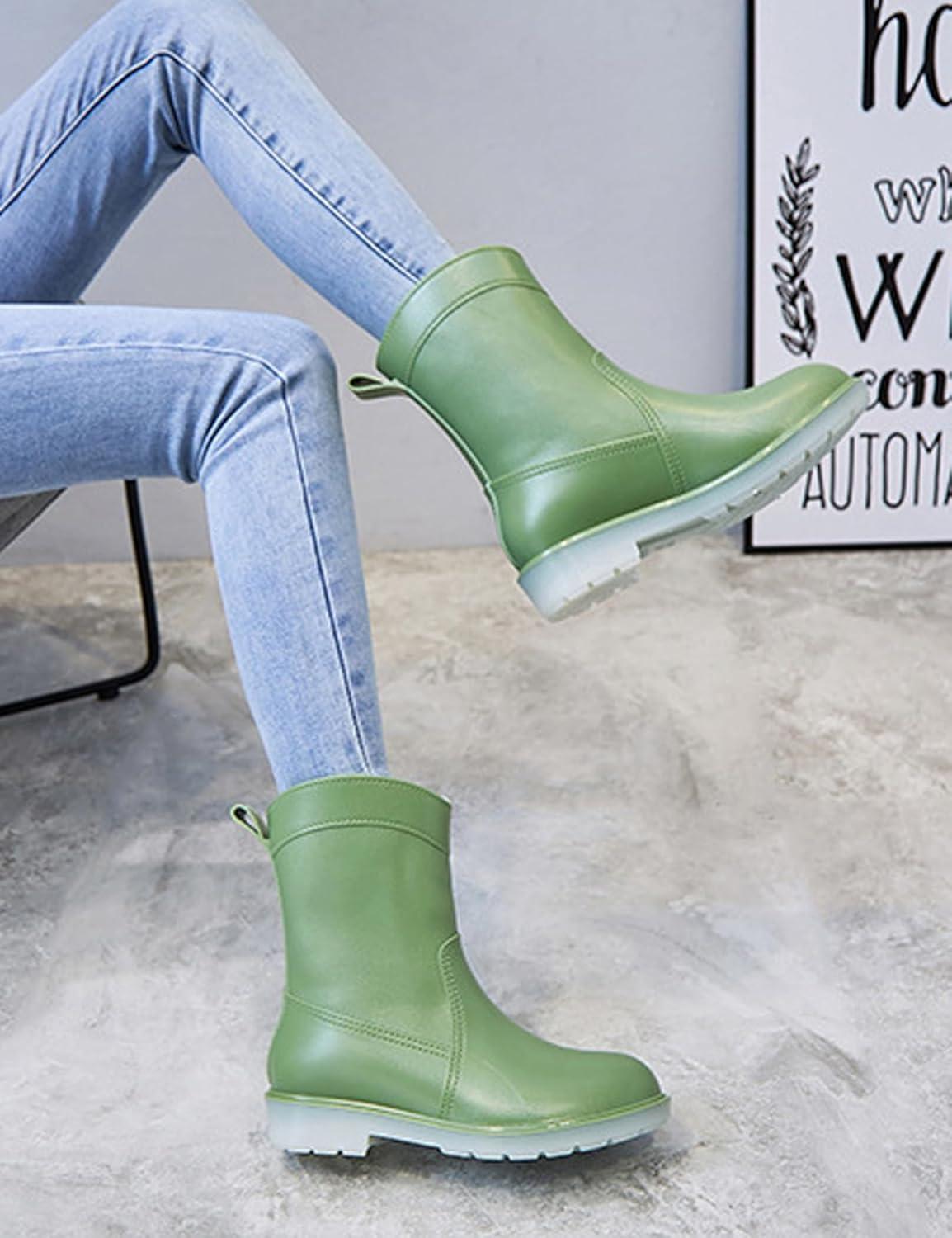 image:imagePangolin Bottes de Pluie Femme Impermables Bottines MiMollet Antidrapantes Chaussures tanches Confortables pour Ville Jardin Voyage amp Temps PluvieuxVert