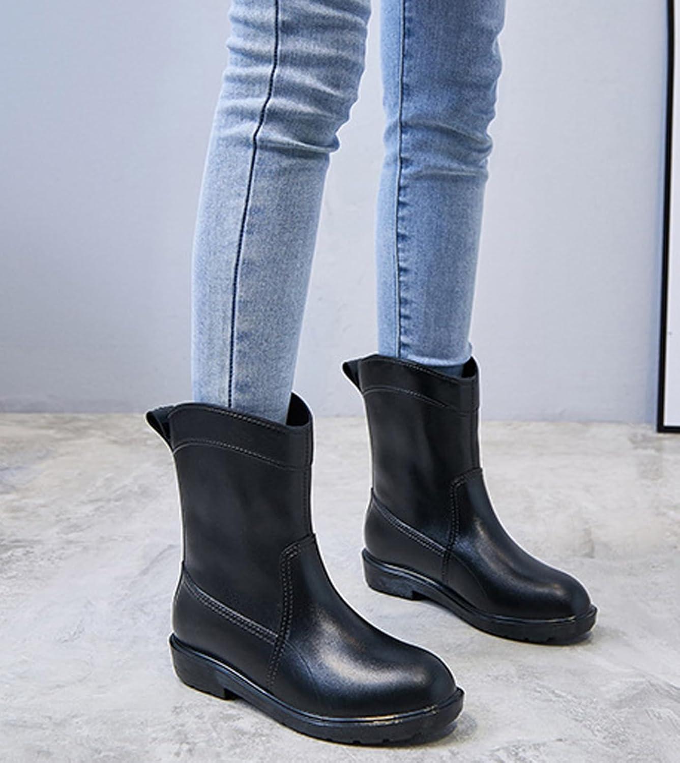 image:imagePangolin Bottes de Pluie Femme Impermables Bottines MiMollet Antidrapantes Chaussures tanches Confortables pour Ville Jardin Voyage amp Temps PluvieuxNoir