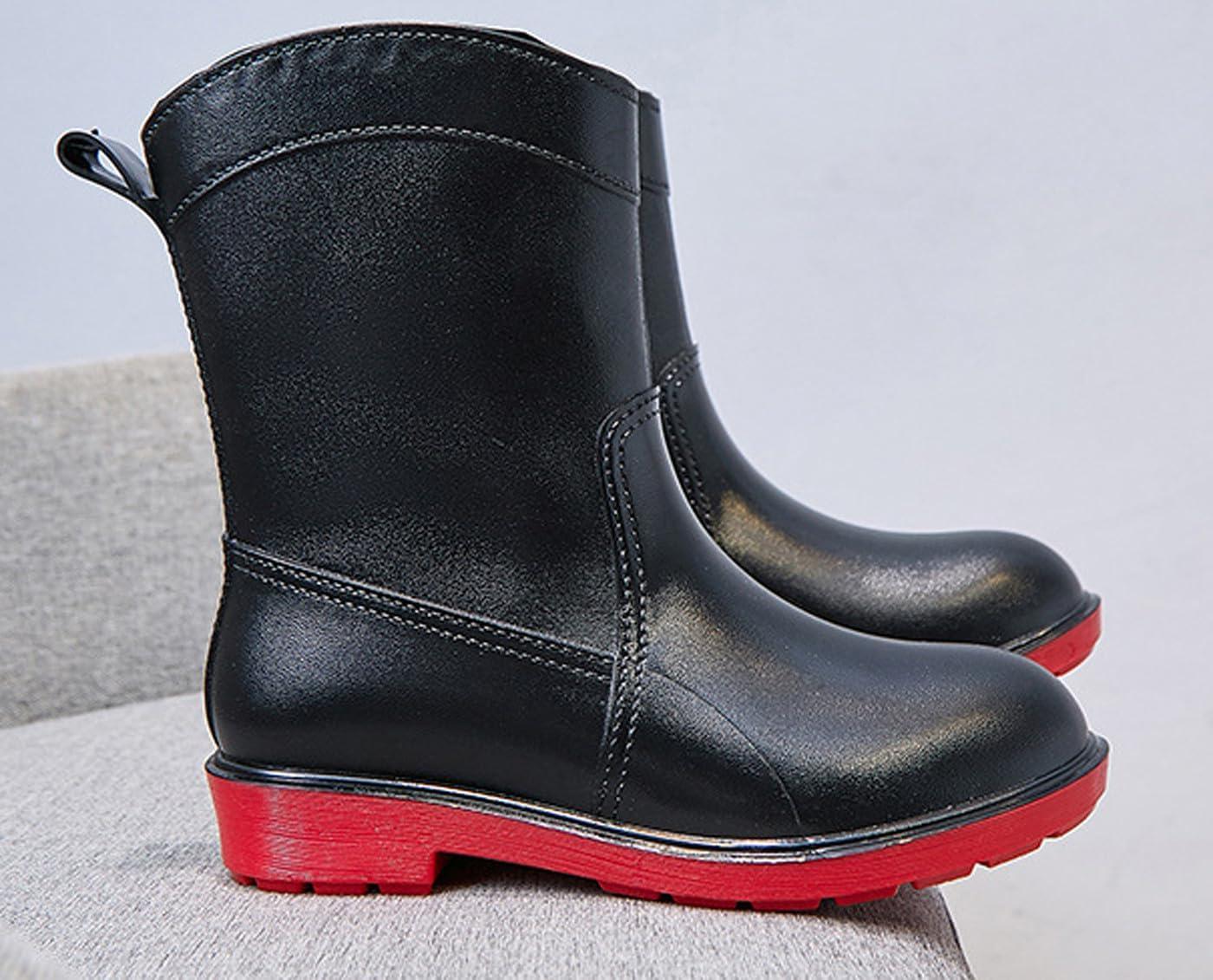 image:imagePangolin Bottes de Pluie Femme Impermables Bottines MiMollet Antidrapantes Chaussures tanches Confortables pour Ville Jardin Voyage amp Temps PluvieuxNoir Rouge