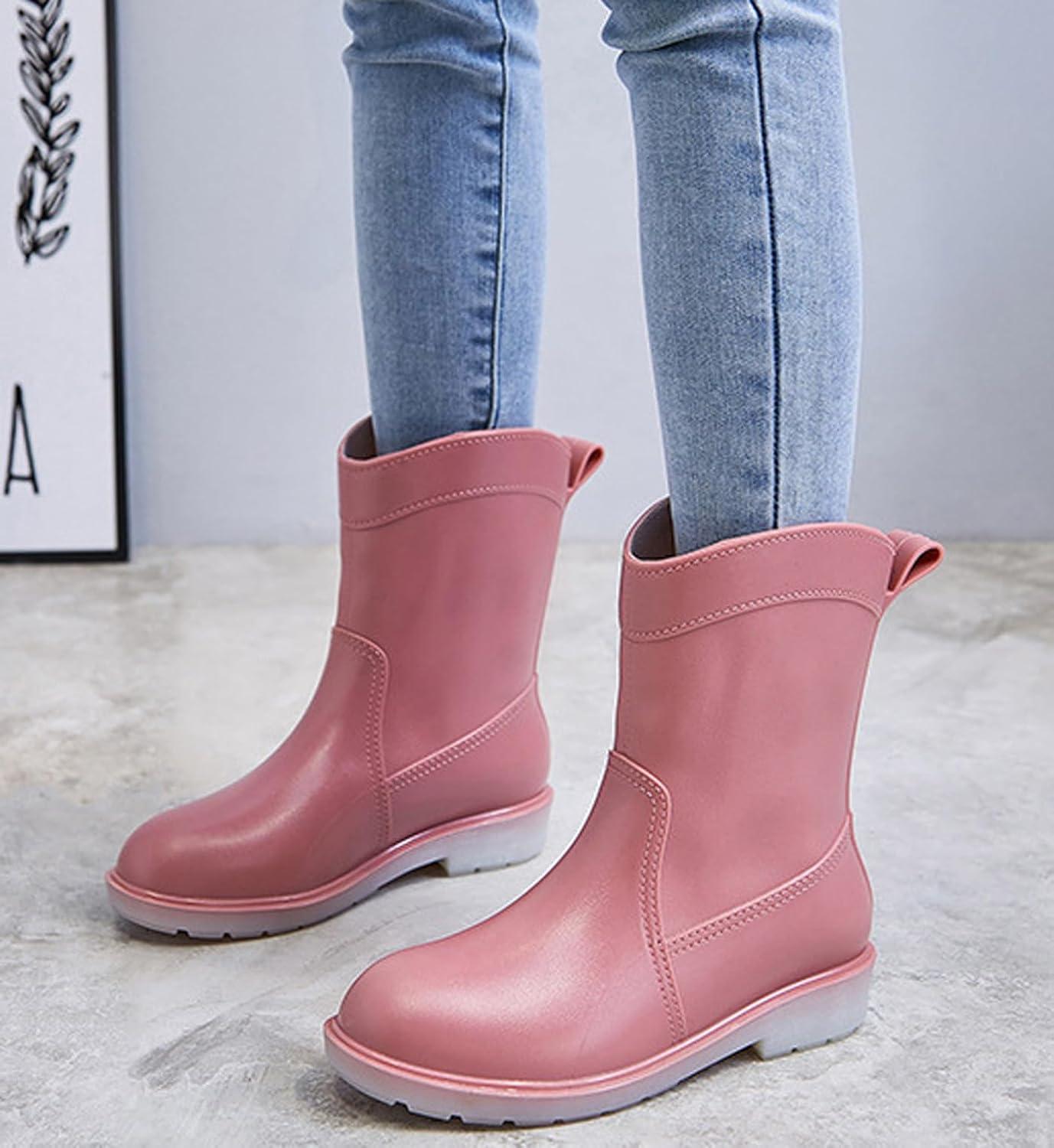 image:imagePangolin Bottes de Pluie Femme Impermables Bottines MiMollet Antidrapantes Chaussures tanches Confortables pour Ville Jardin Voyage amp Temps PluvieuxRose